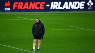 <p>ALLEZ LES VERTS: Head coach Andy Farrell during the Ireland rugby squad captain's run at Stade de France. Pic: Brendan Moran/Sportsfile.</p>