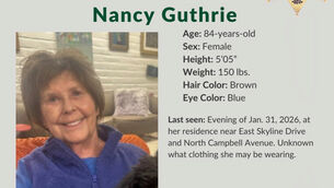 <p>A missing person alert for Nancy Guthrie (Pima County Sheriff’s Department via AP)</p>