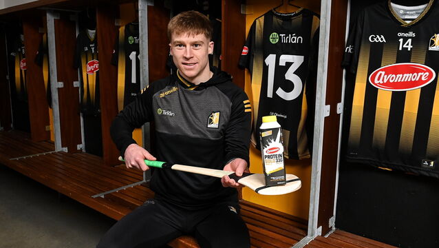 <p>Kilkenny hurler Mossy Keoghan during a promotional event at UPMC Nowlan Park Kilkenny as Avonmore owner Tirlán reaffirm sponsorship commitments to Kilkenny GAA for the 2026 season. Pic: Matt Browne/Sportsfile</p>