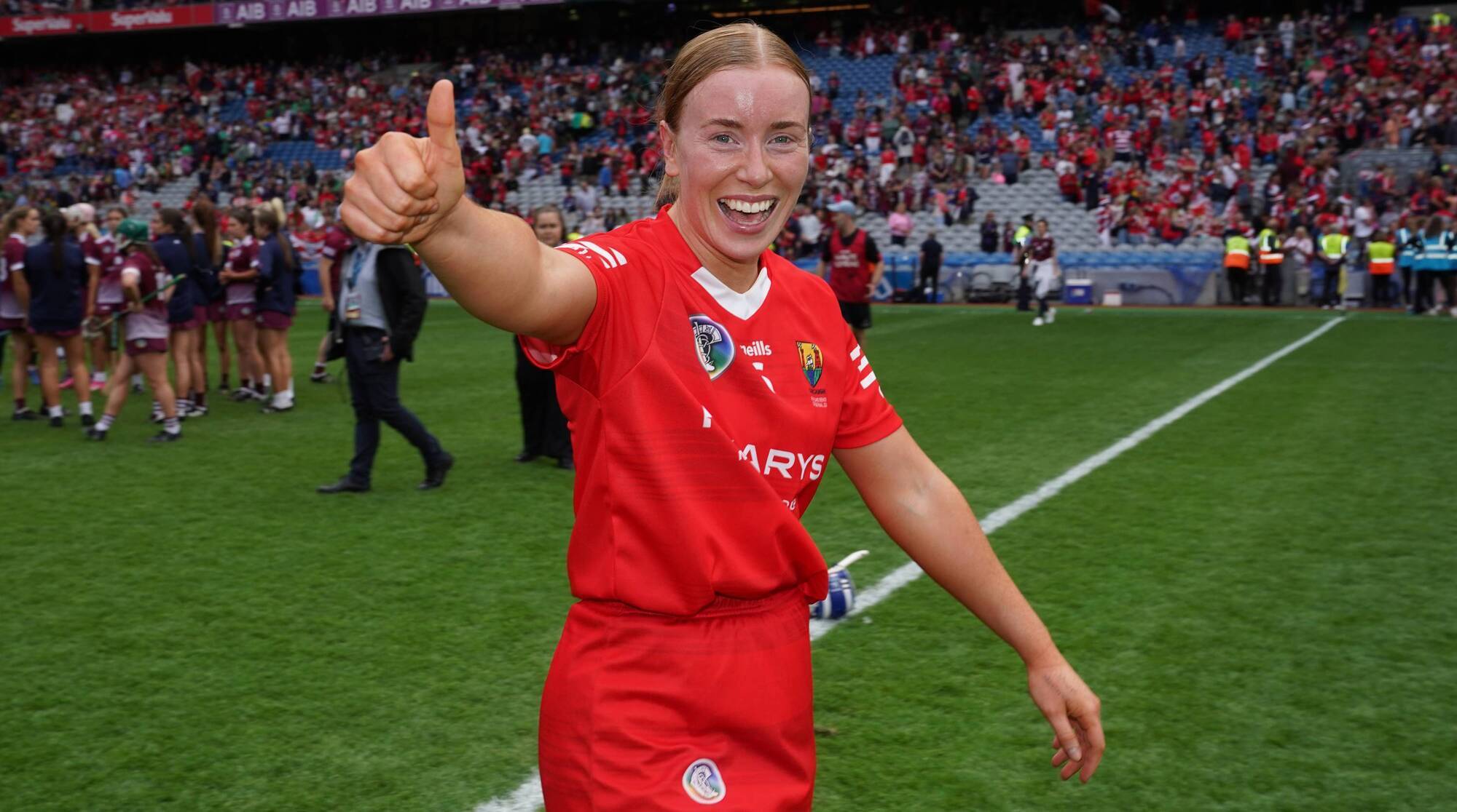Laura Treacy of Cork celebrates after the 2024 All-Ireland final. Pic: James Lawlor/Inpho