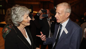 <p>President of Ireland Catherine Connolly (left) speaks with Democratic Unionist Party MP for East Londonderry Gregory Campbell during a civic reception at the Guildhall, Derry, on day two of her visit to Northern Ireland. Picture date: Thursday February 5, 2026. PA Photo. Photo credit should read: Liam McBurney/PA Wire</p>