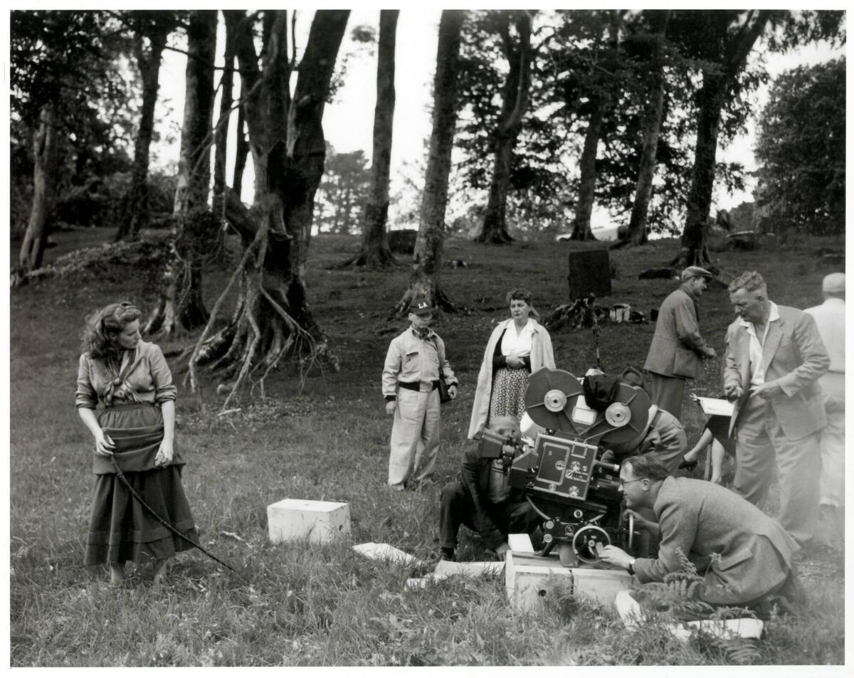 Maureen O'Hara being filmed for The Quiet Man