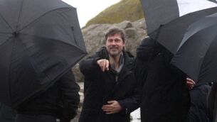 <p>Brad Pitt filming for his latest film called One For All at Bulloch Harbour, Dalkey, Dublin. Picture: Padraig O'Reilly.</p>