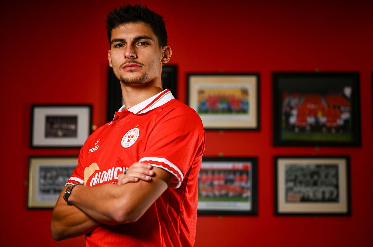 Shelbourne new signing Rodrigo Freitas poses for a portrait during his unveiling at Tolka Park in Dublin. Photo by Shauna Clinton/Sportsfile
