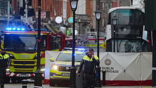 <p>Ambulances and appliances from Dublin Fire Brigade were also at the scene. A tent has been erected around the crash site, and a Garda cordon has been put in place</p>