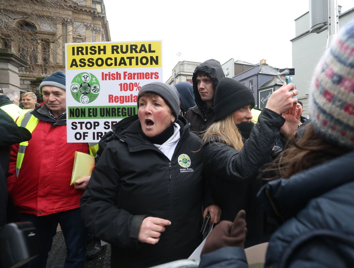 Protesting farmers outside Leinster House.	Picture: Leah Farrell RollingNews.ie