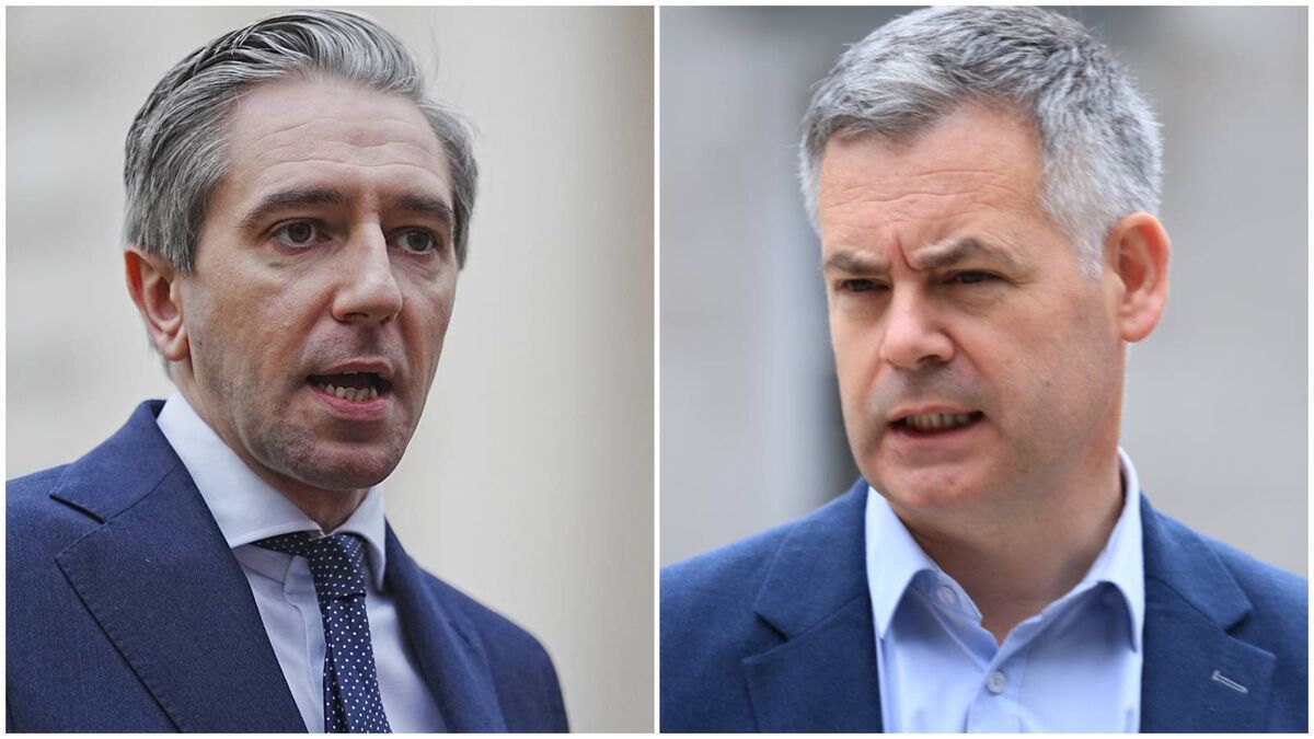 Tánaiste Simon Harris and Sinn Féin deputy leader clashed on delivery of flood relief schemes. Pictures: Brian Lawless/PA/Stephen Collins