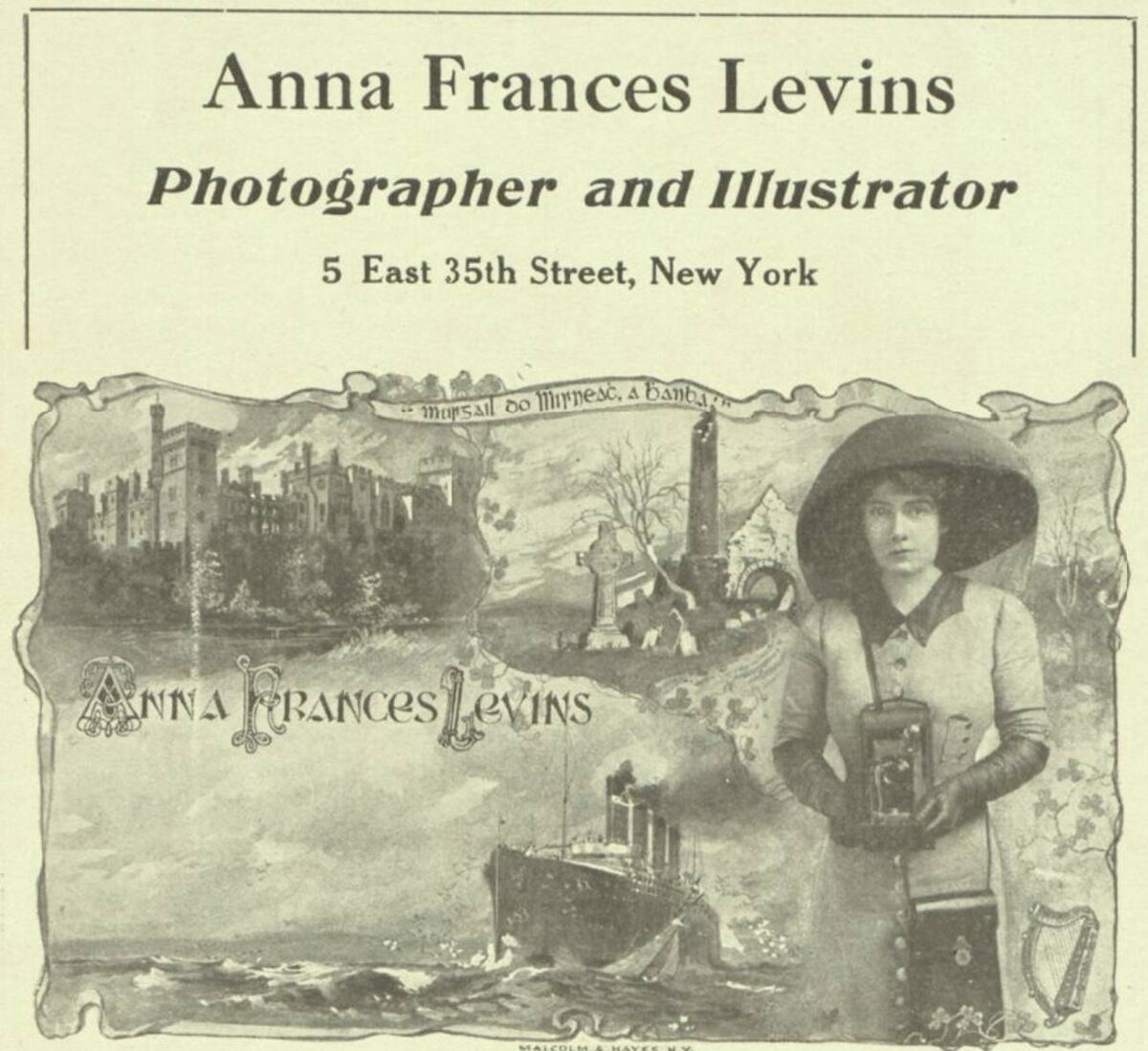 The cover of Anna Frances Levins' studio brochure in 1919.  Picture: Courtesy of the American Irish Historical Society. With thanks to dib.ie
