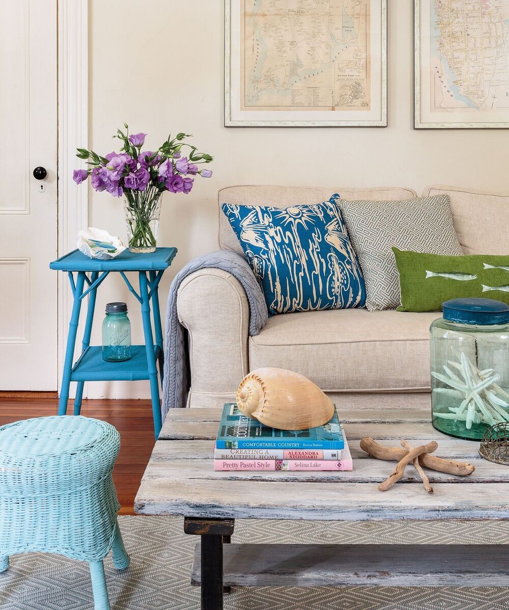 The coastal look isn’t about blue dominating. Other hues and a mix of materials and textures offer something more versatile. The coastal look isn’t about blue dominating. Other hues and a mix of materials and textures offer something more versatile.