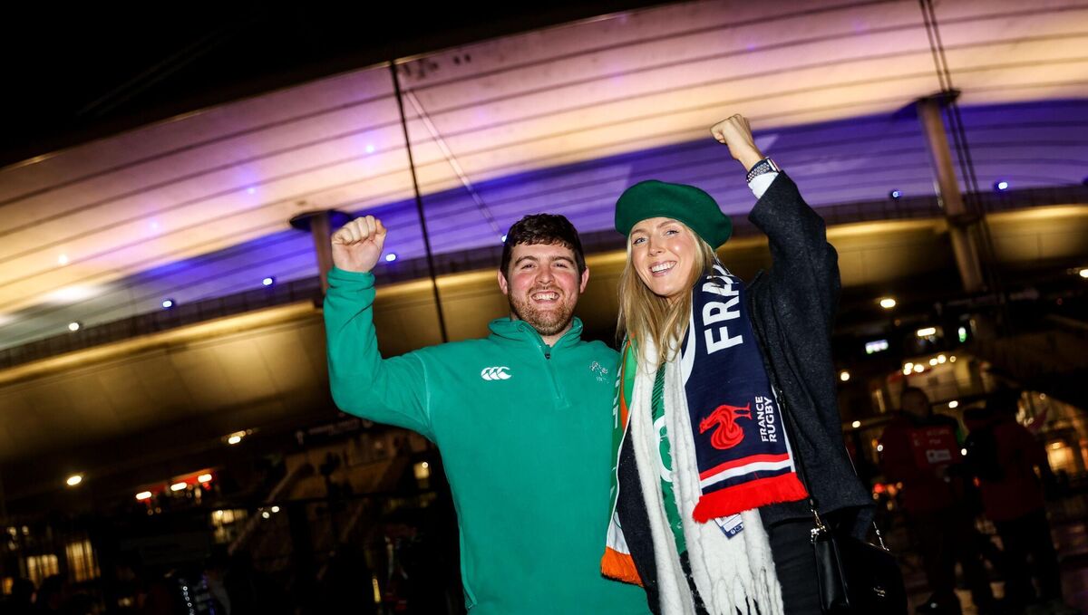GAME FACES: Ireland fans Colin and Glen from Clare ahead of the 2026 Guinness Six Nations Championship Round 1 meeting of France vs Ireland, Stade De France, Paris. Pic: Mandatory Credit ©INPHO/Ben Brady