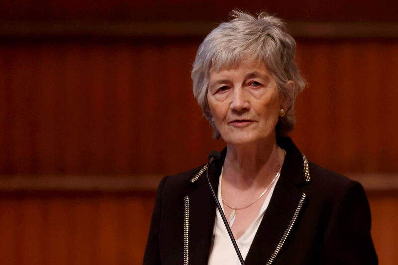 President Catherine Connolly speaking at the Guildhall in Derry, on the second day of her visit to Northern Ireland. Picture: Liam McBurney/PA