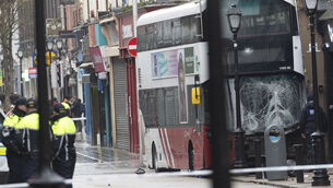 <p>Garda Forensic Collision Investigators at the scene of the bus crash on North Earl Street in Dublin on Thursday. Picture: Sam Boal/Collins </p>