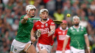 <p>Tommy O'Connell of Cork is tackled by Kyle Hayes of Limerick during the 2025 Munster SHC final at LIT Gaelic Grounds in Limerick. Photo by Ray McManus/Sportsfile</p>