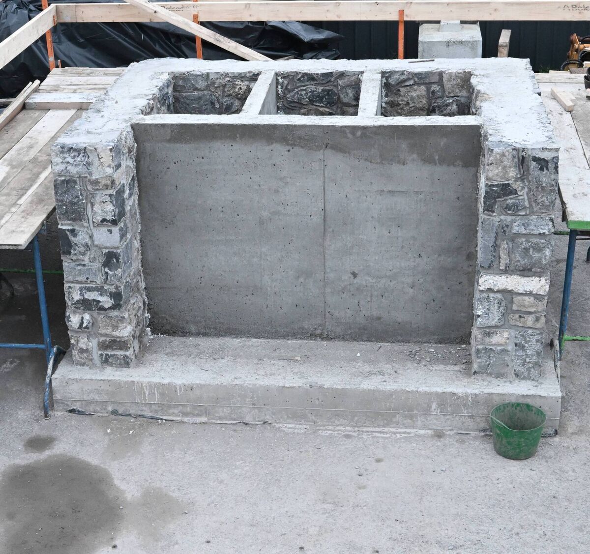 A partial replica of the subsurface multi-chambered tank in which infant remains were identified at the Tuam Mother and Baby Home site in 2016/2017. Picture: ODAIT