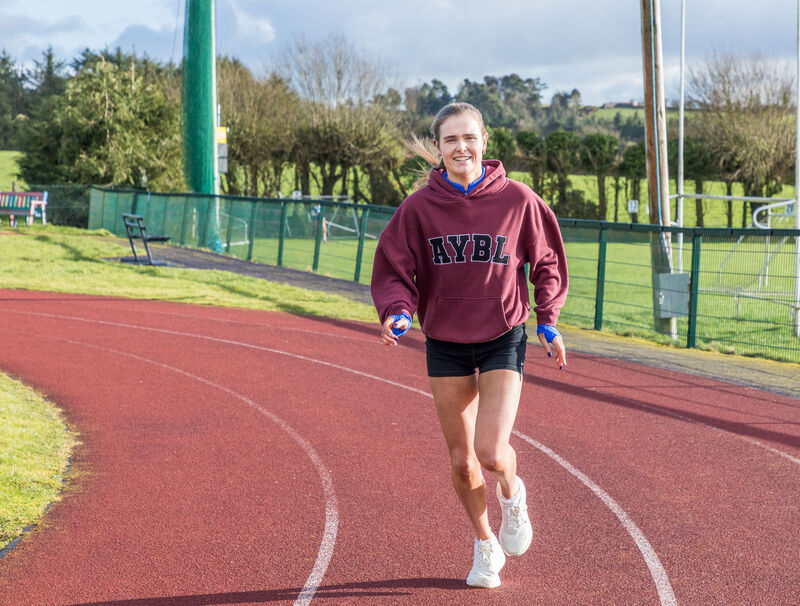 Aoife Lucey of West Muskerry AC training at Clondrohid Community Park, Co. Cork. Picture: David Creedon