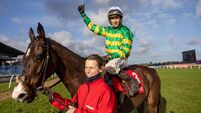 Mark Walsh on Majborough celebrates winning The Ladbrokes Dublin Steeplechase 31/1/2026