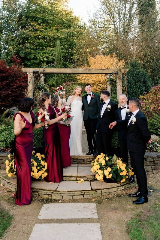 Lisa Gray and Cathal O’Riordan with their wedding party. Pictures: Sarah Kate Murphy