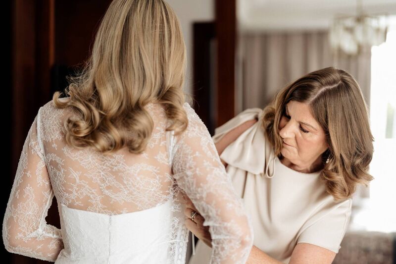 The bride with her mother Anne Gray. 
