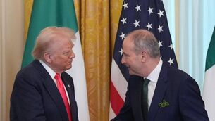 <p>Taoiseach Micheál Martin and US president Donald Trump during the St Patrick's Day Reception and Shamrock Ceremony in the the East Room of the White House, in Washington DC, as part of his week long visit to the US last year.</p>