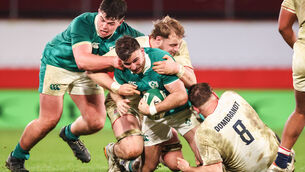 <p>Ireland's Shane Daly and England's Ben Bamber. Pic: Dan Clohessy/Inpho</p>