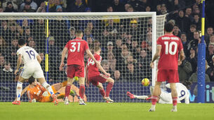 <p>Leeds United's Dominic Calvert-Lewin (right) scores their side's third goal. Pic: Danny Lawson/PA Wire.</p>