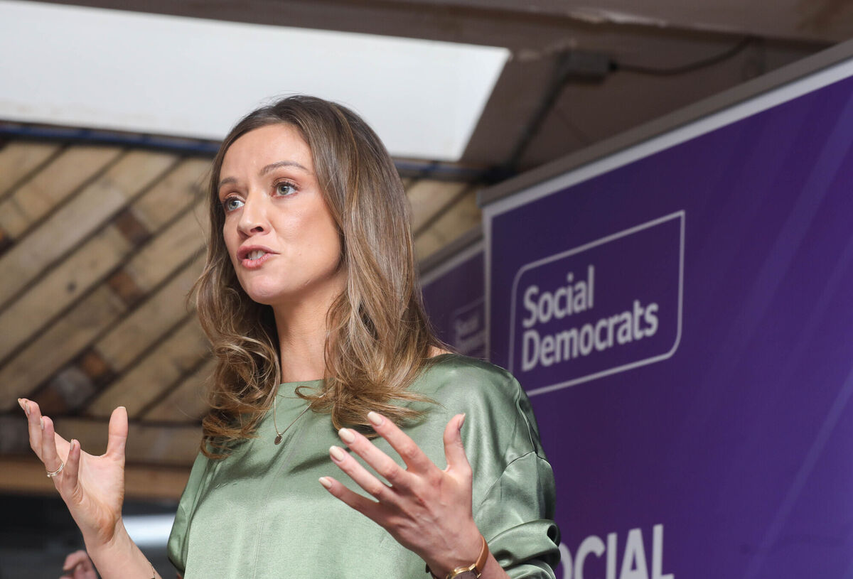 Holly Cairns giving her first speech as leader of the Social Democrats. Picture: Leah Farrell 