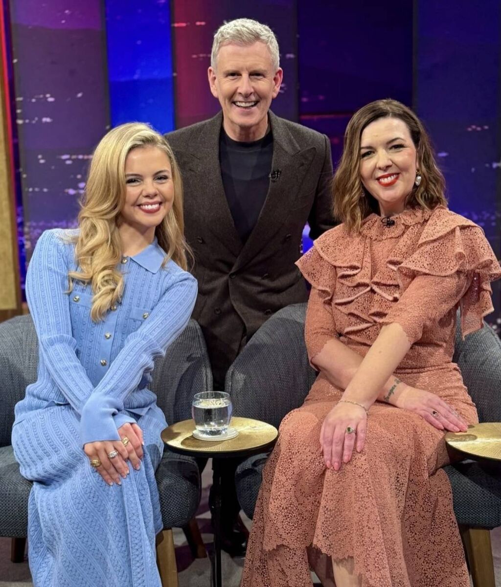 Saoirse-Monica Jackson and Lisa McGee with Patrick Kielty