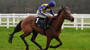 <p>Tutti Quanti ridden by Harry Cobden on their way to winning the William Hill Hurdle (Premier Handicap) (GBB Race) at Newbury Racecourse. Picture: Jonathan Brady/PA Wire </p>
