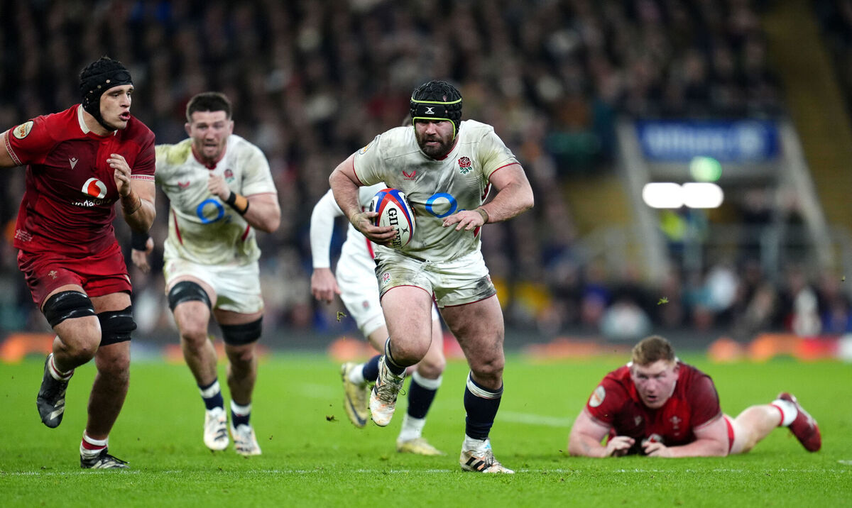 England's Bevan Rodd evades Wales' Rhys Carre. Pic: Adam Davy/PA Wire.