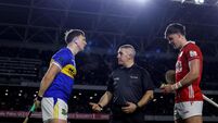 Jake Morris with Liam Gordon and Darragh Fitzgibbon at the coin toss 7/2/2026