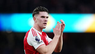 <p>Arsenal's Viktor Gyokeres applauds the fans after the Premier League match at the Emirates Stadium. Pic: John Walton/PA Wire. </p>