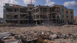 <p>Al-Rantisi children's hospital in Gaza was destroyed during the Israeli air and ground offensive. Picture: Abdel Kareem Hana/AP</p>