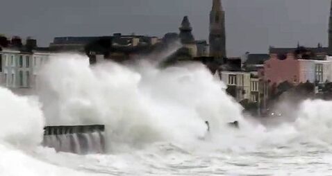 Watch: Rough seas cause unusually high waves to hit the coast of Ireland