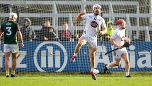 <p>CURTIN NETS: Kildare's Muiris Curtin celebrates scoring his side’s third goal. Pic: INPHO/Grace Halton</p>