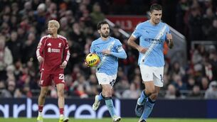 <p>SILVA LINING: Manchester City's Bernardo Silva celebrates scoring their side's equaliser. Pic:Peter Byrne/PA Wire.</p>
