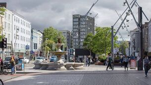 <p>A visualisation of BAM’s planned student apartments on Sullivan’s Quay in Cork, viewed from the Grand Parade. <span class="contextmenu emphasis textWhite">Image: Pedersen Focus</span>
            </p>
