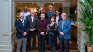 <p> Pictured at the award presentation L/R: Robert Bejanishvili, The Metropole Hotel; Chirantha Lollugamagl, McDonald’s; Jim Ronayne, McDonald’s; Clara O‘Mahoney, AM O’Sullivan PR; Graham Kelly, McDonald’s; George Duggan, Cork Crystal; Thelma Beltran, McDonald’s and Cork Person of the Month; Ben Jayagody, McDonald’s; and Manus O’Callaghan, Awards Organiser. Picture Vitaliy Makhnanov.</p>