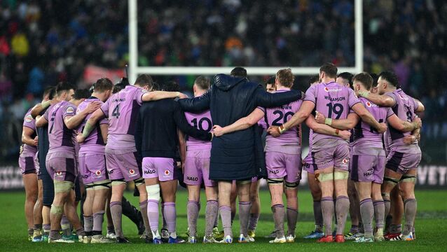 <p>Scotland players after full-time at the Stadio Olimpico, Rome. Pic: Domenico Cippitelli/PA Wire.</p>