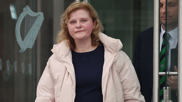 <p> Stabbing victim Viktoriia Pavlenko leaving the Criminal Courts of Justice on Parkgate St in Dublin today, Monday. Picture: Collins Courts</p>