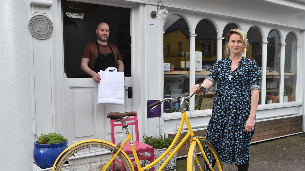Chef Darren Kennedy with Barbara Nealon for a take away at St. Francis Provisions on Short Quay in Kinsale, Co Cork. Picture: Dan Linehan