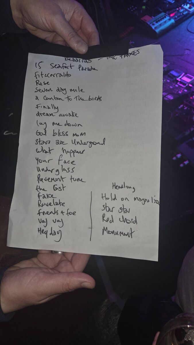 The setlist for The Frames in DeBarra's, Clonakilty. Picture: Esther McCarthy The setlist for The Frames in DeBarra's, Clonakilty. Picture: Esther McCarthy
