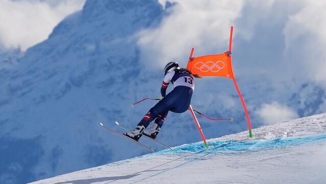 <p>Lindsey Vonn crashed into a gate during an alpine ski women’s downhill race. Pic: Jacquelyn Martin/AP</p>