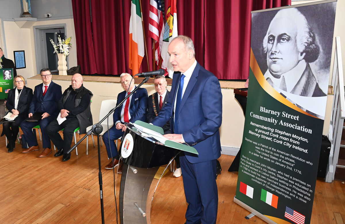 Taoiseach Micheál Martin speaking at the unveiling of a plaque honouring Stephen Moylan. Picture: Eddie O'Hare Taoiseach Micheál Martin speaking at the unveiling of a plaque honouring Stephen Moylan. Picture: Eddie O'Hare