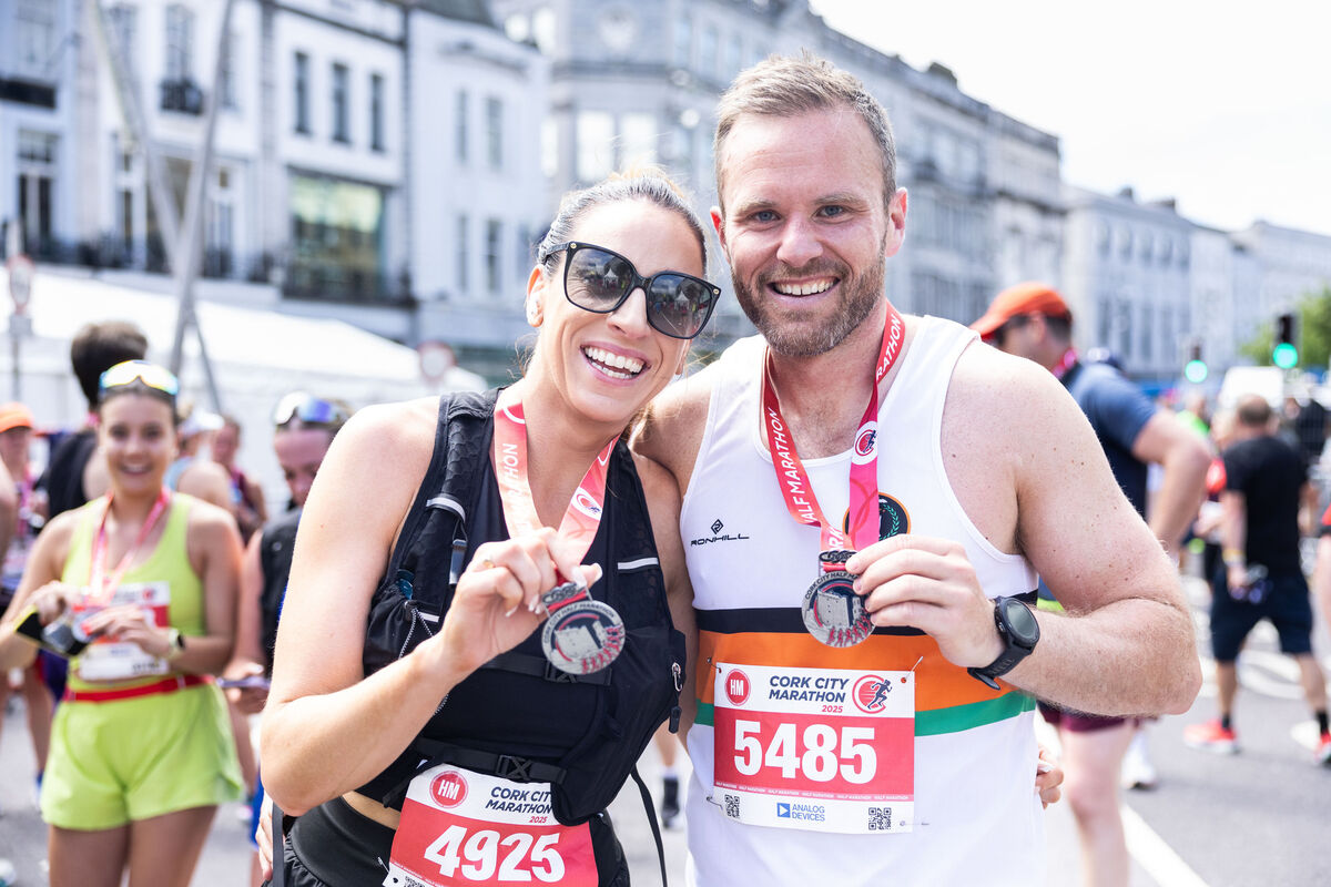Claire Twomey Frankfield and Thomas Morgan, Turner’s Cross, at the Cork City Marathon 2025, a Cork City Council event. Photo: Darragh Kane