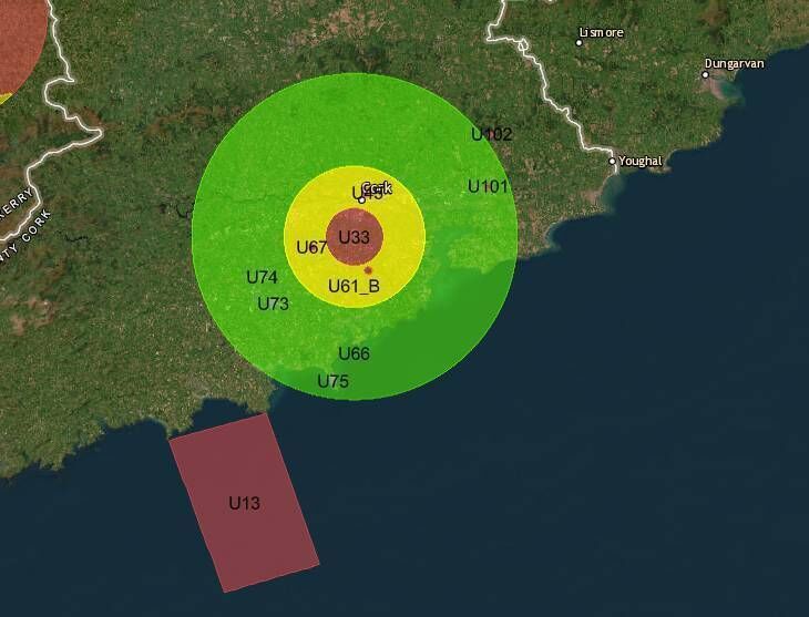 UAS Geographical Zones for Cork UAS Geographical Zones for Cork