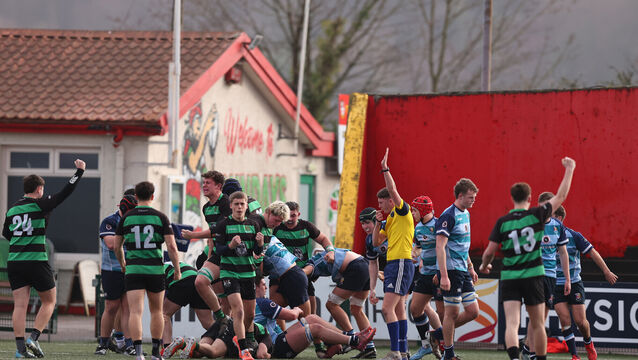 <p>Bandon Grammar score a late try to seal victory. Pic: Tom O’Hanlon/Inpho</p>