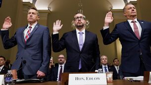<p>Rodney Scott, Joseph Edlow and Todd Lyons are sworn in during the House Committee on Homeland Security oversight hearing. Picture: Tom Brenner/AP</p>