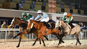 <p>Genoah and Leigh Roche (left) win for trainer Michael O'Callaghan from San Andreas and Take Heart. Pic: Healy Racing</p>