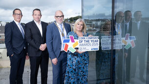 <p>Conor Healy, CEO of Cork Chamber; Cian Kelliher, consulting partner with KPMG; Rob Horgan president of Cork Chamber; and Naoimh Frawley, director of people, operations and governance with Cork Chamber, promoting the Cork Company of the Year Awards 2026, which are sponsored by KPMG. Photo: Gerard McCarthy</p>