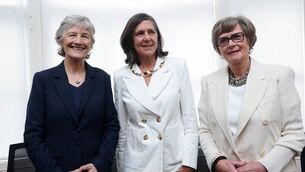 <p>President Connolly, Dorothy Cross and Arts Council Chair, Maura McGrath. Picture: Tony Maxwell.</p>